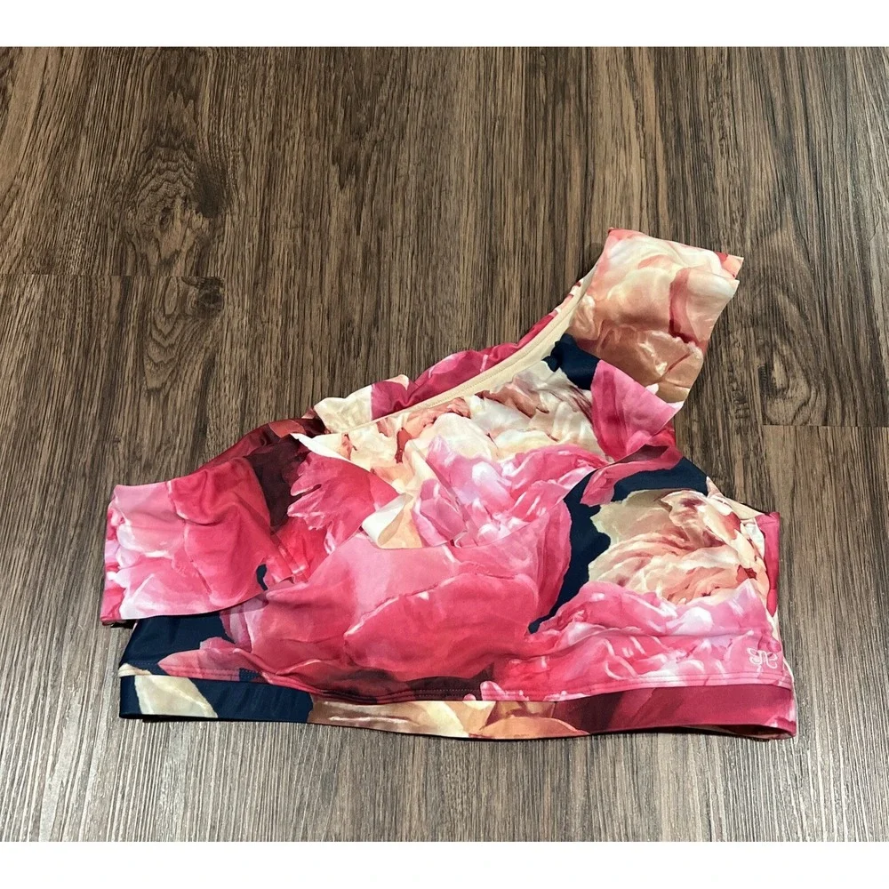 Albion Icon Aussie Pink  Wave Swim Crop Top Floral Print Size XXL